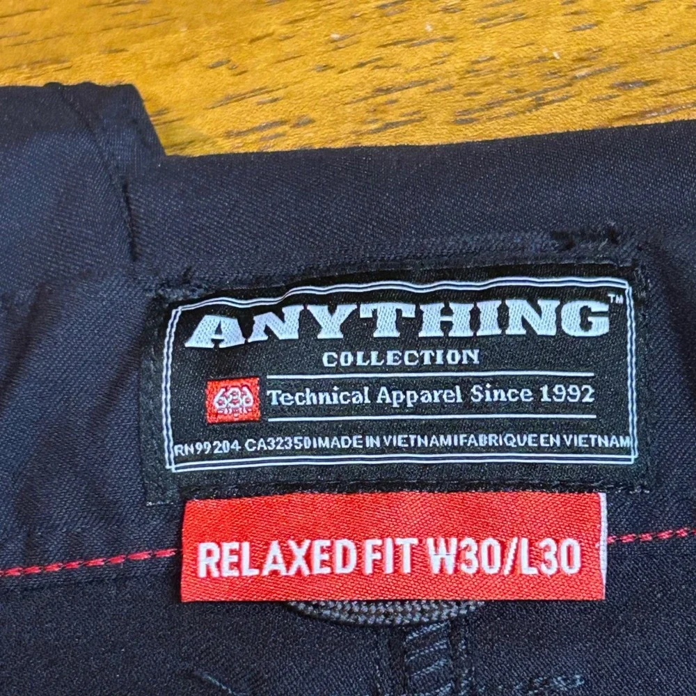 686 Mens Anything Cargo Pant Relaxed Fit Black Technical Stretch W30 L30